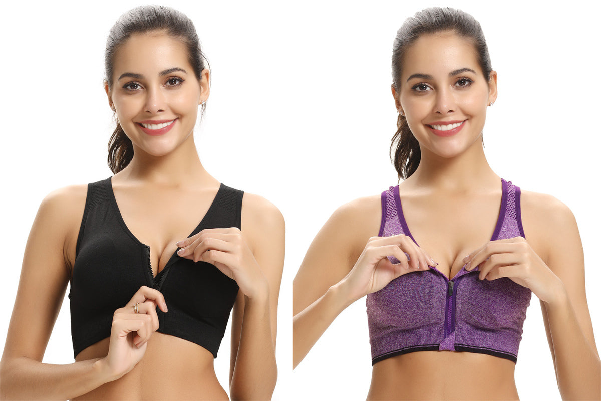 front zip sports bra Comfortable and breathable