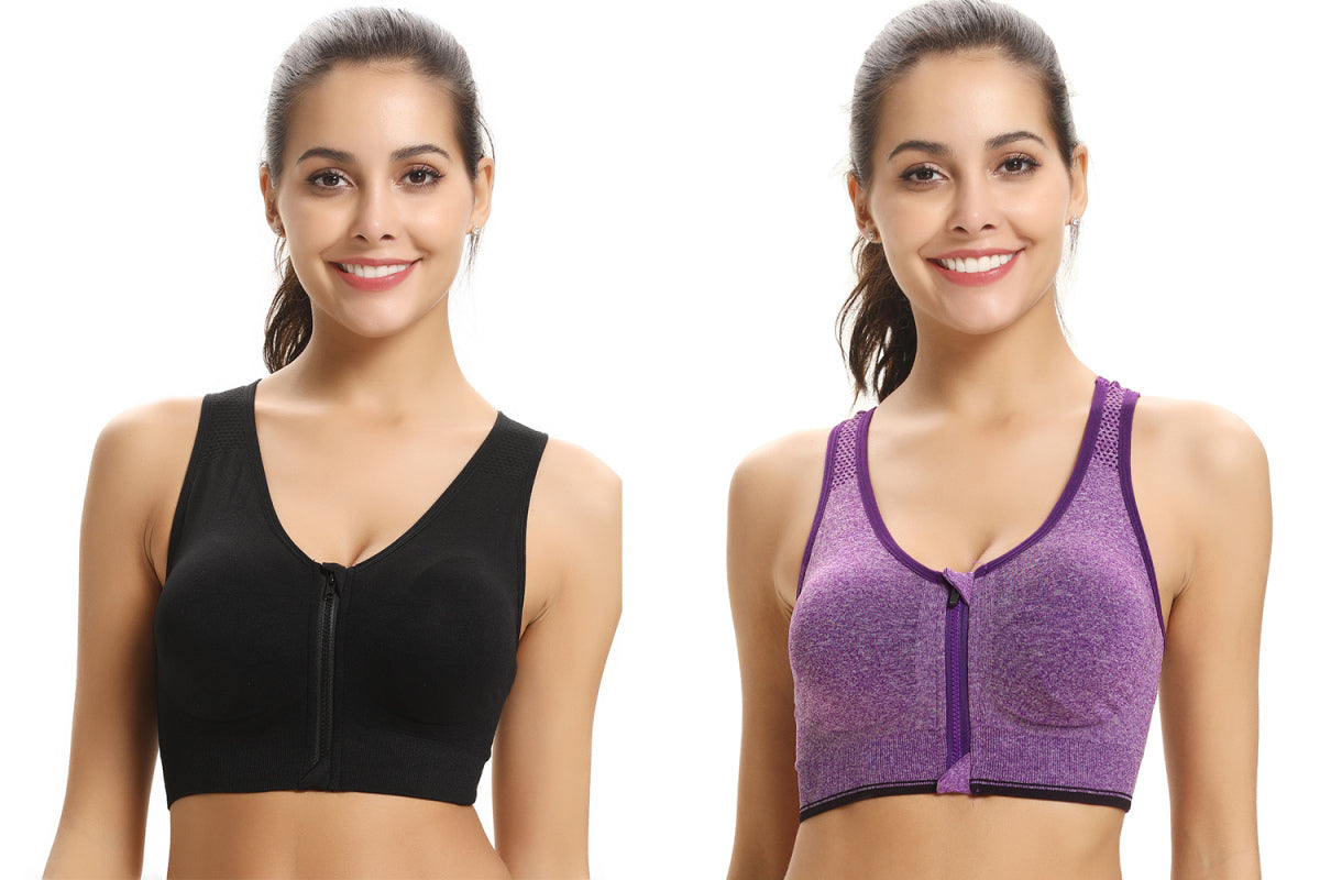 front zip sports bra Comfortable and breathable