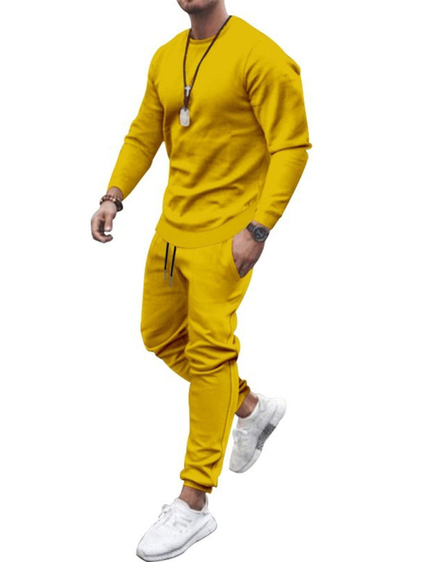 Men's Solid Color Sweatshirt And Sweatpant Two Piece Sets